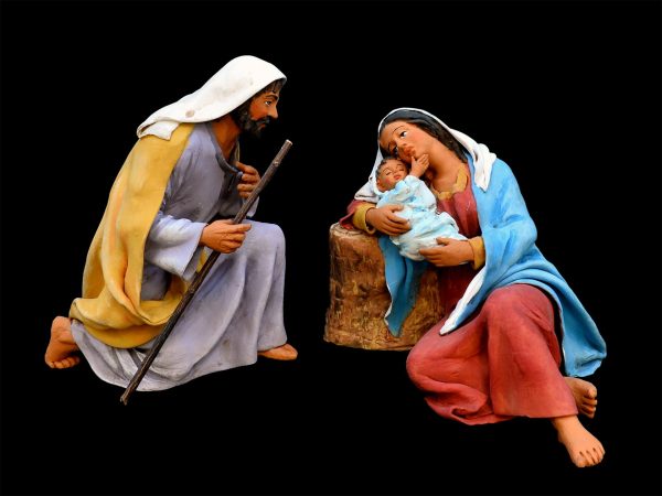 Sacra Famiglia con Madonna distesa con bimbo in braccio
